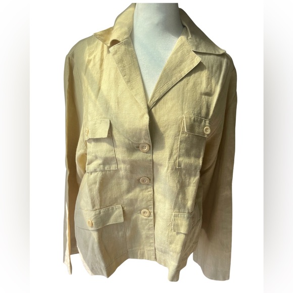 Vintage Women’s Size 10 Kathleen Sommers Tan Linen Button Up Shirt- Beautiful! - Picture 4 of 4